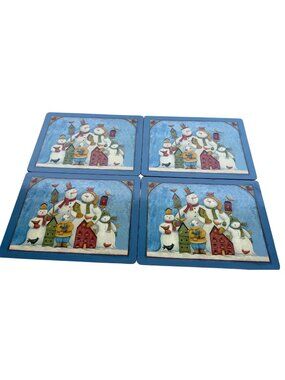 4-pc. Gifts of Art Stain-Resistant Christmas Snowman Cork-Backed Placemats 11x15